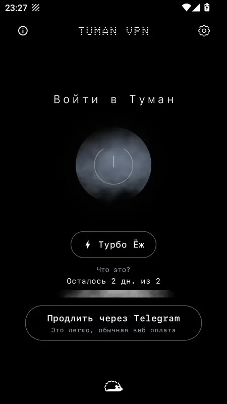 Скриншот интерфейса Tuman VPN
